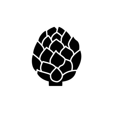 Siyah ve beyaz vektör Illustration enginar sebze. Enginar çiçek tomurcuk düz simgesi. Vejetaryen ve vegan gıda. Sağlık beslenme madde. Beyaz arka plan üzerinde izole nesne. 