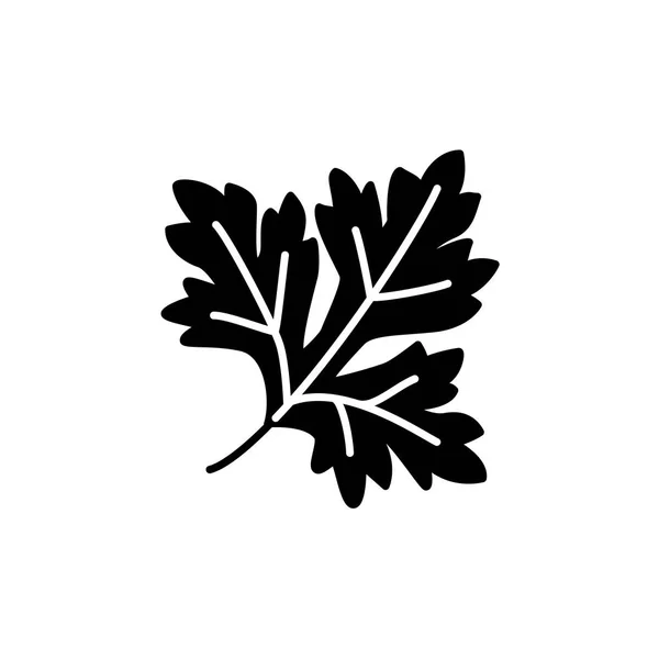 Schwarz Weiße Vektorillustration Des Petersilienblattes Flache Ikone Des Aromatischen Aromatischen — Stockvektor