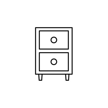 Komodinin siyah ve beyaz vektör Illustration 2 çekmeceli. Gece veya başucu tablo satırı simgesi. Yatak odası mobilya. Beyaz arka plan üzerinde izole nesne. 