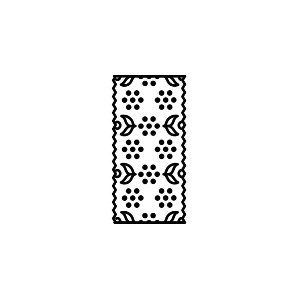 Schwarzweiß Vektorillustration Von Spitzenband Mit Floralem Ormanet Liniensymbol Des Dekorativen — Stockvektor