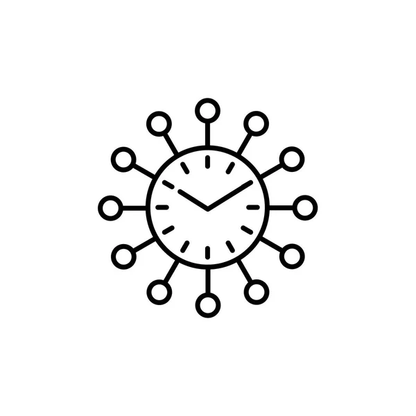 Illustration Vectorielle Horloge Murale Moderne Icône Ligne Horloge Starburst Décorative — Image vectorielle