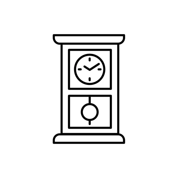 Ilustración Vectorial Reloj Escritorio Grande Vintage Con Péndulo Icono Línea — Vector de stock