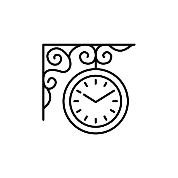 Ilustración Vectorial Del Reloj Colgante Pared Exterior Icono Línea Reloj — Vector de stock