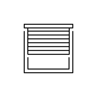 Vektör çizim penceresi Yatay kör. Satırı simgesi güneş koruma gölge. Karartma Oda ve ışık jaluzi engelleme. Beyaz arka plan üzerinde izole nesne. 