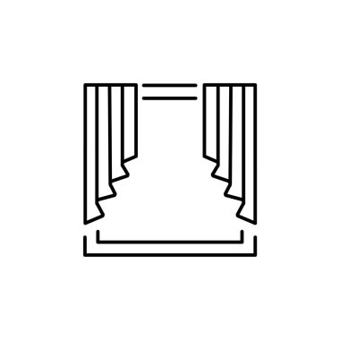 Art arda sıralı perdelik kumaş perde vektör Illustration. Satırı simgesi pencere kör. Beyaz arka plan üzerinde izole nesne