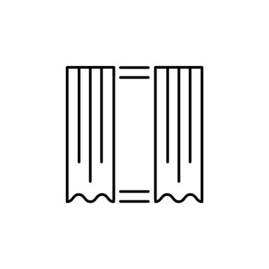 Düz kumaş perde vektör Illustration. Pencere örtüsü satırı simgesi. Beyaz arka plan üzerinde izole nesne   