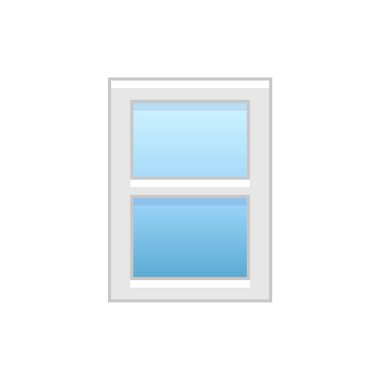 Vector illustration of vinyl double-hung sash window. Flat icon of traditional aluminum sash window. Isolated object on white background.  clipart