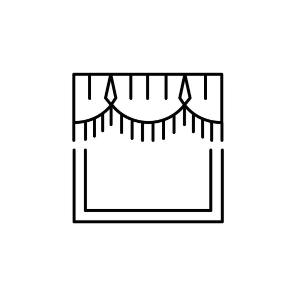 生地の飾り板 ベクトルの図 スカラップ バランスの線のアイコン ホーム オフィスのトップ ウィンドウ装飾の要素 正面から見た図 白い背景の上の孤立したオブジェクト — ストックベクタ