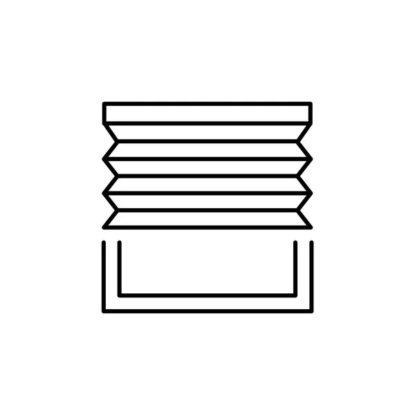 プリーツをつけられたブラインド ベクトルの図 日陰のライン アイコン ホーム オフィスのウィンドウ装飾の要素 白い背景の上の孤立したオブジェクト — ストックベクタ