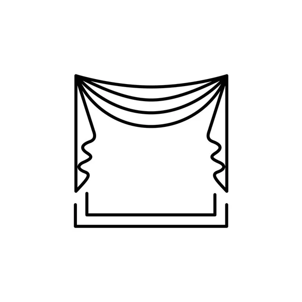 Vector Illustration Fabric Curtain Drapery Pelmet Central Symmetric Swag Line — Stock Vector