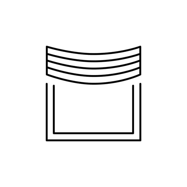 中央のプリーツ カーテンと生地のカーテンのベクター イラストです ウィンドウ シェードの線のアイコン 白い背景の上の孤立したオブジェクト — ストックベクタ