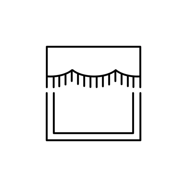 Illustration Vectorielle Cantonnière Tissu Avec Franges Icône Ligne Fenêtre Pelmet — Image vectorielle