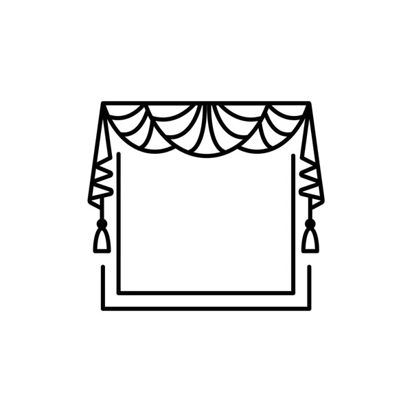 Ilustración Vectorial Tela Valance Con Cortinas Icono Línea Ventana Pelmet — Archivo Imágenes Vectoriales