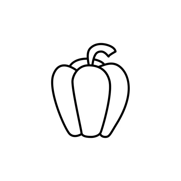Black White Vector Illustration Bell Pepper Vegetable Line Icon Fresh — Stock Vector