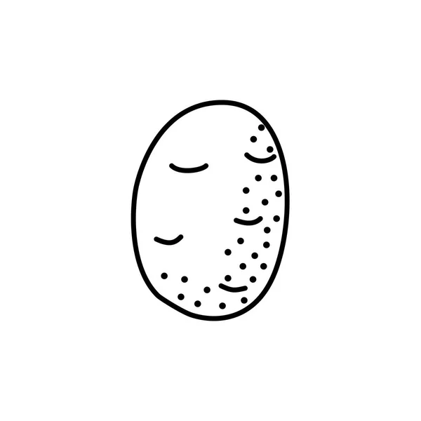Black White Vector Illustration Whole Unpeeled Potato Vegetable Line Icon — Stock Vector