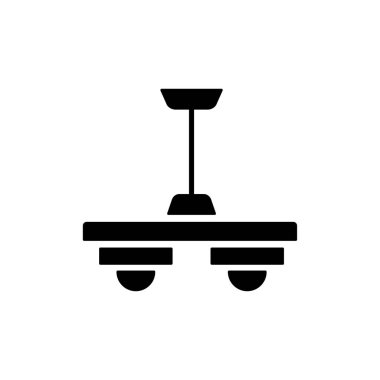 Vektör çizim modern tavan lambası. 2 ışık avize düz simgesi. Ev ve ofis aydınlatma. Beyaz arka plan üzerinde izole nesne.