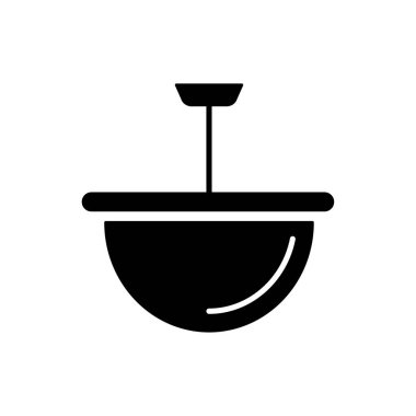 Vektör çizim modern tavan lambası. Düz simgesi kase kolye ışık. Basit avize mutfak veya koridor. Ev ve ofis aydınlatma. Beyaz arka plan üzerinde izole nesne.