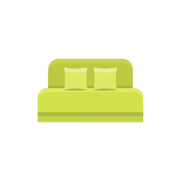 Groene Daybed Met Hoofdeinde Kussens Comfortabele Bank Vectorillustratie Platte Icoon — Stockvector