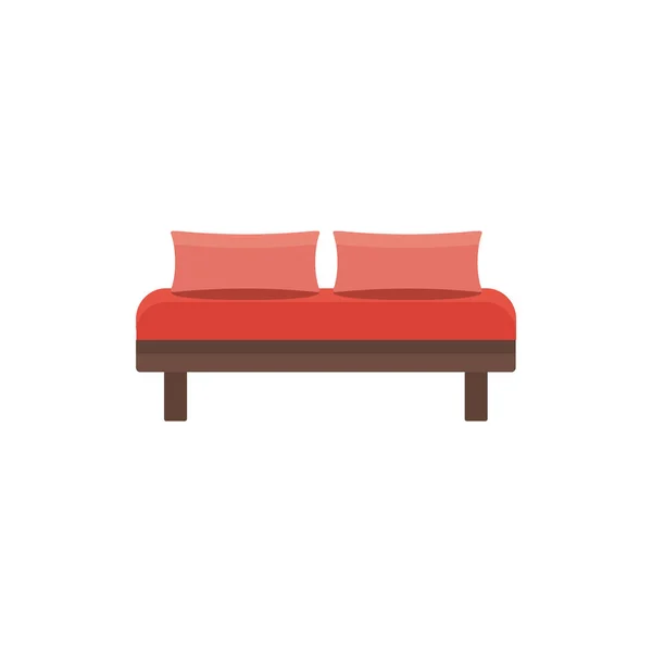 Red Daybed Pillows Comfortable Sofa Vector Illustration Flat Icon Settee — Stock Vector