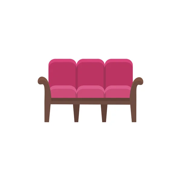 Red Seaters Sofa Vector Illustration Flat Icon Settee Element Modern — Stock Vector