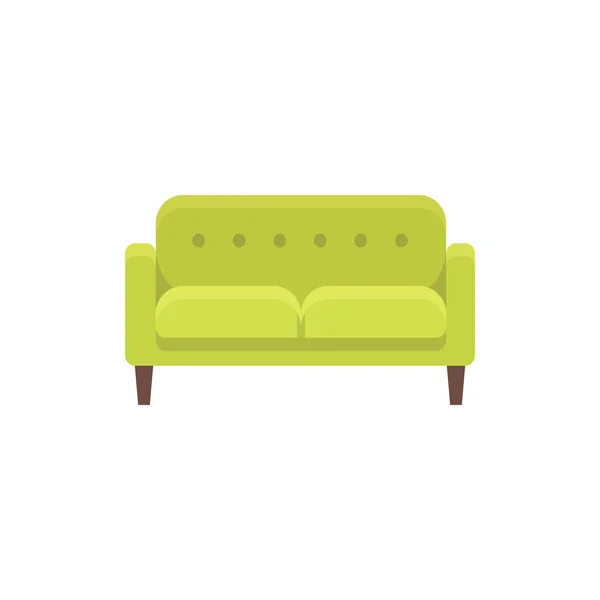 Green Loveseat Double Sofa Vector Illustration Flat Icon Settee Element — Stock Vector