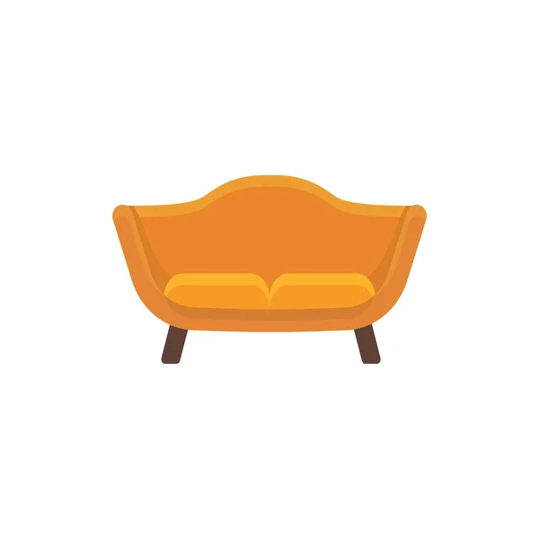 Πορτοκαλί Loveseat Καναπές Θέσεων Εικονογράφηση Διάνυσμα Επίπεδη Εικόνα Του Καναπέ — Διανυσματικό Αρχείο