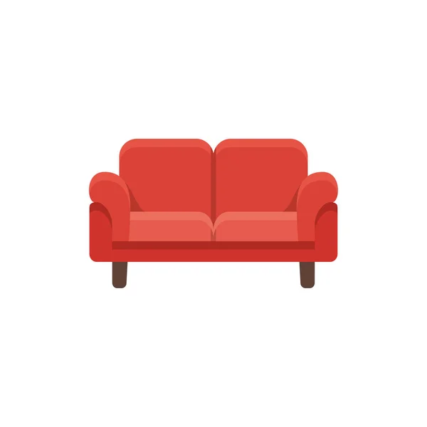 Red Loveseat Double Sofa Vector Illustration Flat Icon Settee Element — Stock Vector