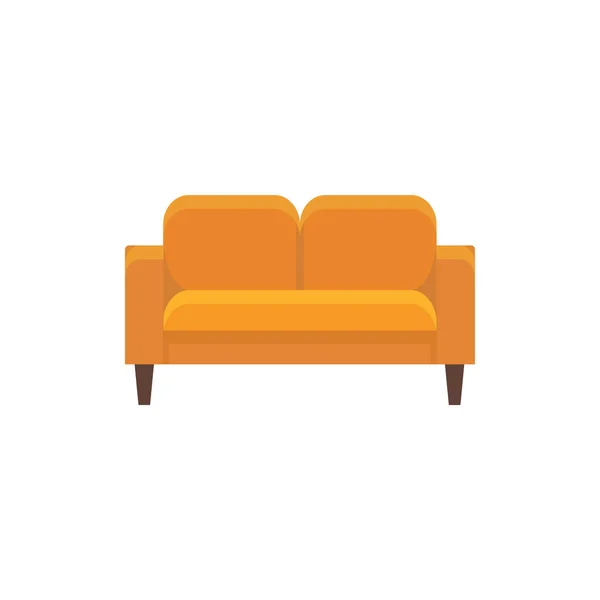 Comida Amor Laranja Sofá Duplo Ilustração Vetorial Ícone Plano Settee — Vetor de Stock