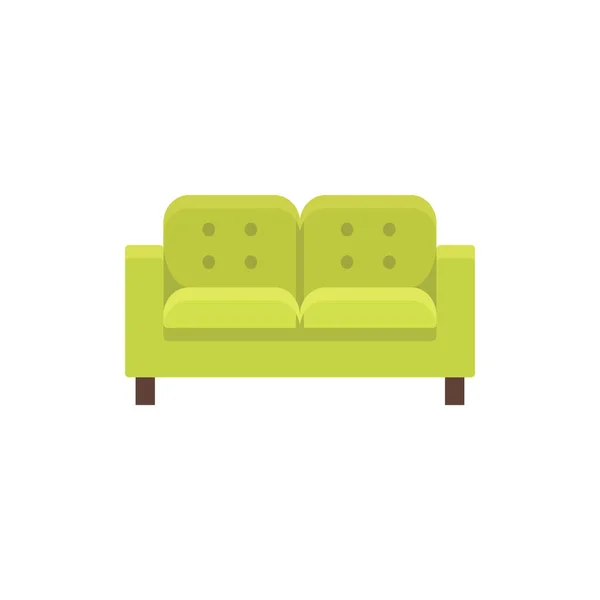 Lawson Sofa Vector Illustration Flat Icon Green Tufted Double Settee — Stock Vector