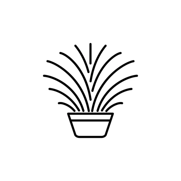 盆栽观赏性草本植物的黑白向量例证 装饰家居用品在容器 室内绿叶植物线图标 白色背景上的独立对象 — 图库矢量图片