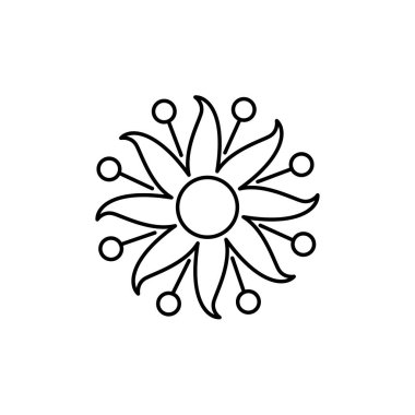 Siyah ve beyaz vektör çizim duvar sanatı. Dekoratif metal yıldız ya da ev ve ofis için çiçek satırı simgesi. Beyaz arka plan üzerinde izole nesne. 