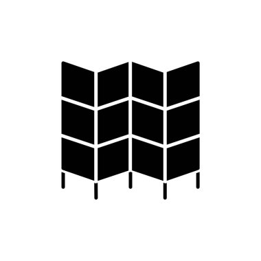 Siyah ve beyaz vektör çizim ekran katlama. Düz kutsal kişilerin resmi--dan çeşitli paneller, çerçeveler dekoratif ayırıcının. İç tasarım öğesi. Beyaz arka plan üzerinde izole nesne. 