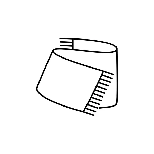フリンジ付きの暖かい毛布の黒 白のベクトル イラスト 装飾的な家の格子縞または敷物の線のアイコン インテリア デザインの要素 白い背景の上の孤立したオブジェクト — ストックベクタ