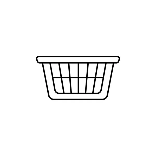 Black White Vector Illustration Basket Organizer Line Icon Storage Furniture — Stock Vector