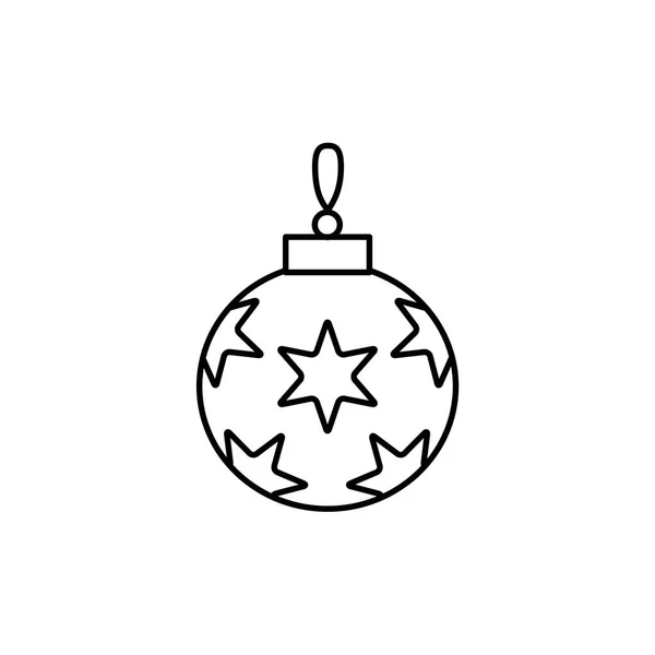 Черно Белая Векторная Иллюстрация Рождественского Орнамента Звездами Линия Иконки Праздничной — стоковый вектор