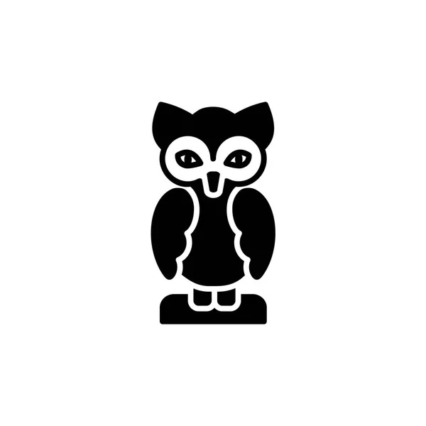 Ilustración Vectorial Blanco Negro Figura Mesa Búho Icono Plano Estatuilla — Vector de stock