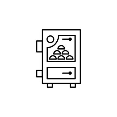 Katı yakıtlı kazan vektör Illustration. Evi su ısıtıcının satırı simgesi. Beyaz arka plan üzerinde izole nesne.