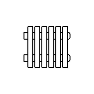Radyatör vektör Illustration. Modern su ısıtıcının satırı simgesi. Isıtma donatım ev ve ofis için. Önden görünüm.