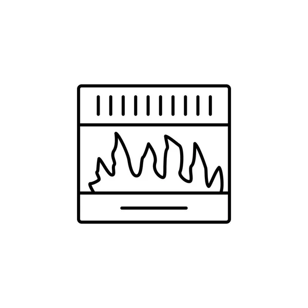 Векторная Иллюстрация Газового Камина Линия Икона Современной Печи Изолированный Объект — стоковый вектор