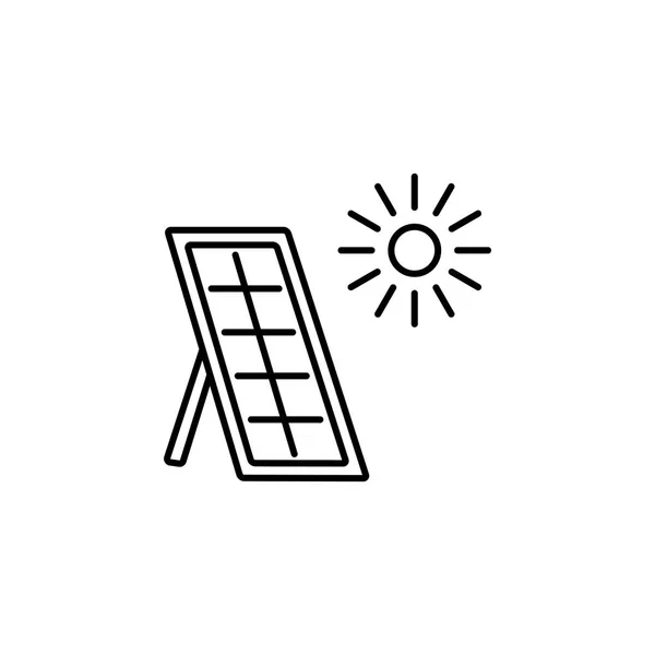 Vektor Illustration Von Solarthermischen Panels Hausheizung Liniensymbol Isoliert Auf Weißem — Stockvektor