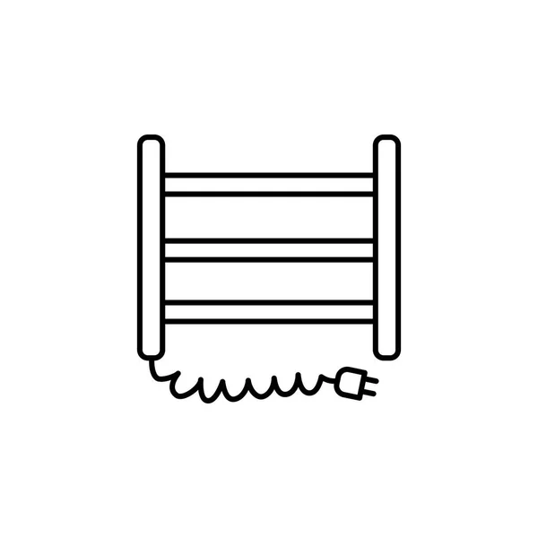 Vektorillustration Des Elektrischen Handtuchtrockners Liniensymbol Der Hausheizung Isoliertes Objekt Auf — Stockvektor