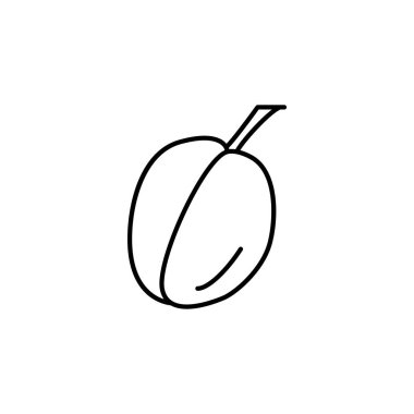 Erik siyah ve beyaz vektör Illustration. Taze meyve satırı simgesi. Vejetaryen ve vegan gıda. Sağlık beslenme madde. Beyaz arka plan üzerinde izole nesne. 