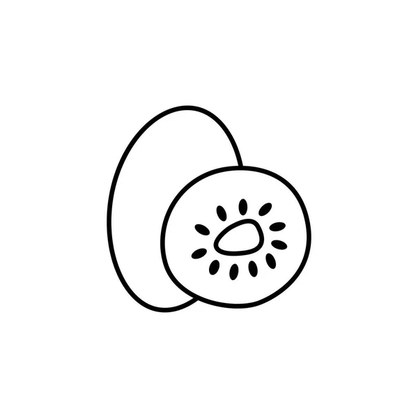 Black Biały Wektor Ilustracja Całość Idealna Wyciąć Owoce Kiwi Nasion — Wektor stockowy