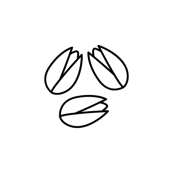 Черно Белая Векторная Иллюстрация Семян Фисташек Раковиной Линия Икона Свежих — стоковый вектор