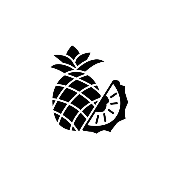 Schwarz Weiß Vektorillustration Der Ganzen Ananas Scheibe Flaches Symbol Für — Stockvektor