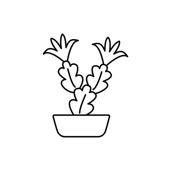 在锅里开花的节日仙人掌的矢量例证 沙漠植物为水族馆和岩石庭院 合子细胞的线图标 白色背景上的独立对象 — 图库矢量图片