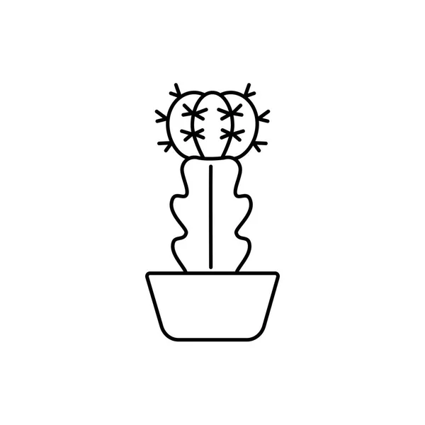 在锅中的月亮仙人掌的矢量例证 沙漠多汁植物的水族馆和岩石庭院 行图标 白色背景上的独立对象 — 图库矢量图片
