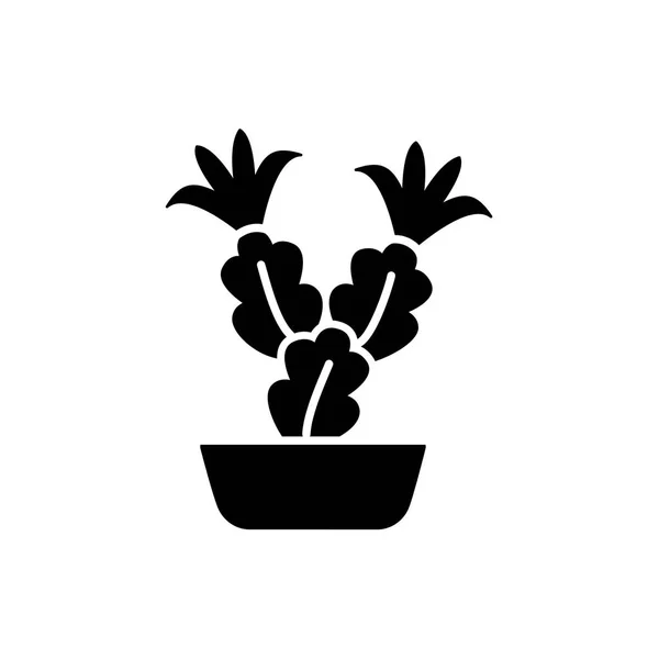 在锅里开花的节日仙人掌的矢量例证 沙漠植物为水族馆和岩石庭院 合子的扁平图标 白色背景上的独立对象 — 图库矢量图片