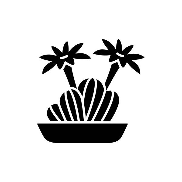 Vector Illustration Blooming Echinopsis Cactus Pot Desert Plant Terrarium Rock — Stock Vector