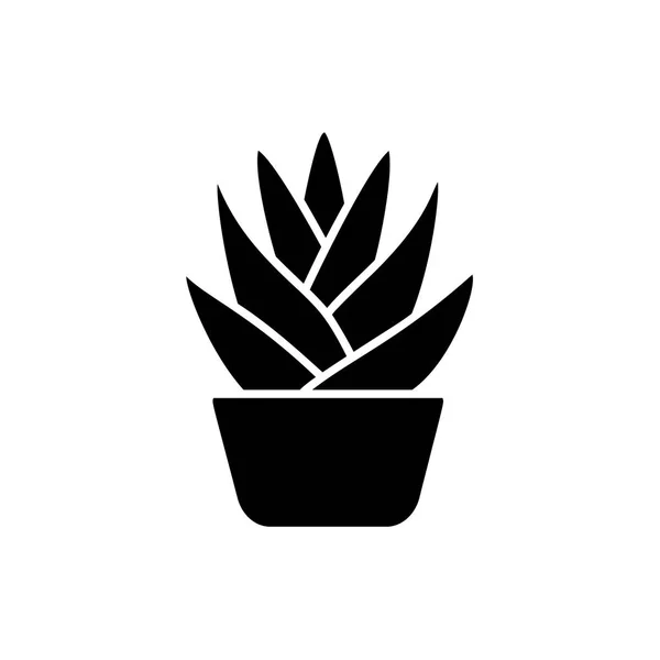 在锅中的龙舌兰仙人掌的向量例证 沙漠植物为水族馆和岩石庭院 肉质的扁平图标 白色背景上的独立对象 — 图库矢量图片